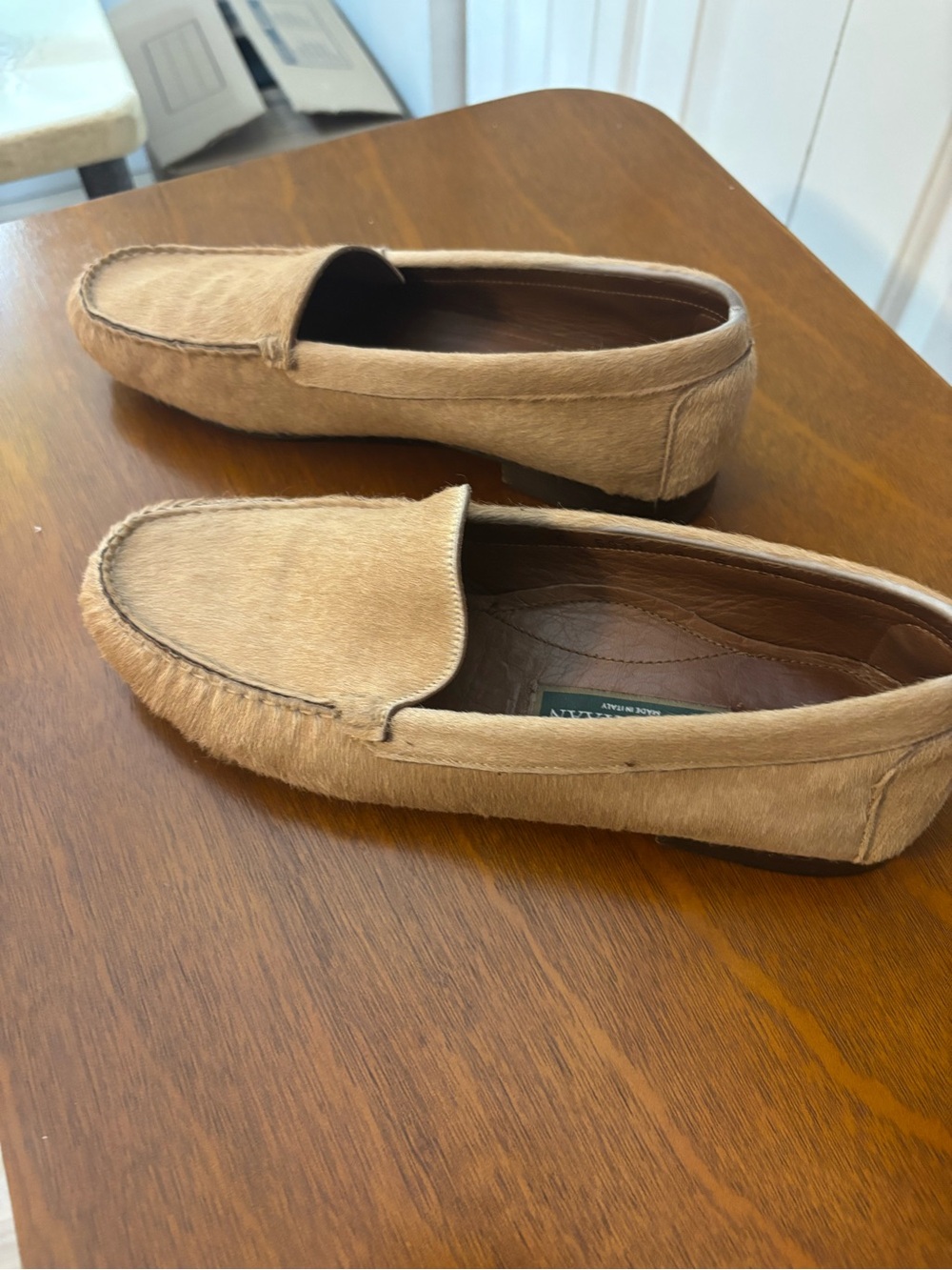 Woman’s Cole Haan Tan Haircalf Slip-On Loafers